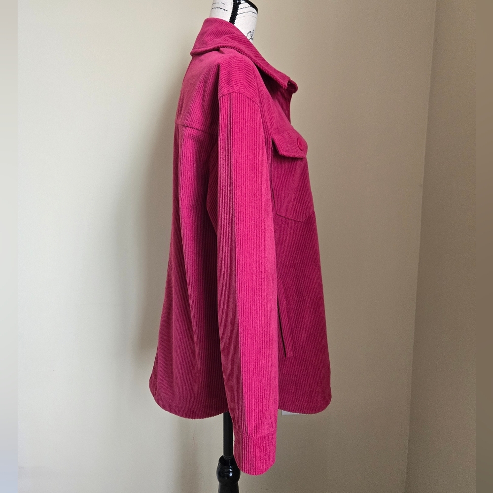 Avec Les Filles Corduroy Shirt Womens M Pink Button Front - Picture 3 of 10